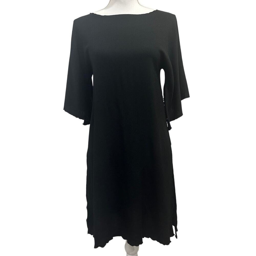 Zoie by Zoran VTG 80s Black Lettuce Trim Tunic Witchy Fairy Ren Faire Knight XS - Picture 2 of 10